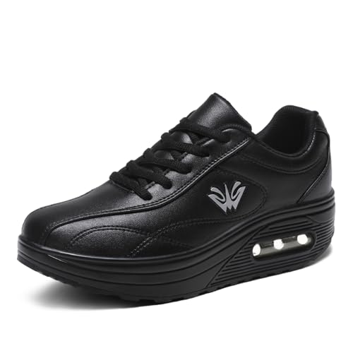 Image of RUIDENG Platform Sneakers for Women Air Cushion | Walking Shoes Women Comfortable All Day | Thick Rocker Bottom