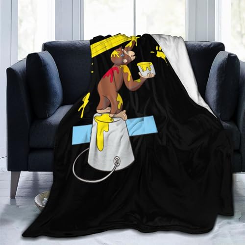 おさるのジョージ ブランケット 毛布 ひざ掛け フランネル毛布 マイクロファイバー ふわふわ 軽量 暖かい 四季適用 洗える 静電気防止 オフィス 旅行 出張 車内 キャンプ 冷房対策 dh40 76cm×102cm