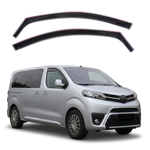 J&J AUTOMOTIVE GD Déflecteurs d'air et de Vent pour Toyota Proace Depuis 2016, Ensemble 2pcs, Teintés, Avant et Arrière, Aérodynamique