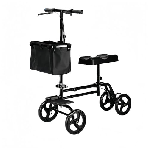 Negosu歩行器 三輪折りたたみ式多機能 調節可能 軽量 丈夫な杖 松葉杖 持ち運びやすい ブレーキ付きスクーター (C)