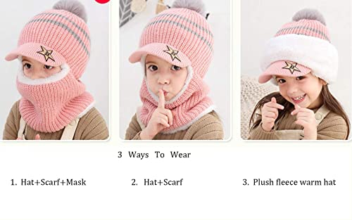 Kids Boys Girls Winter Hat Scarf Set Warm Knitted Hood Scarf Beanie Hat2