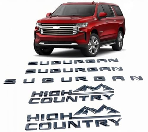 Image of Rear Tailgate Door 3D Letters Emblem Badge Nameplate Replacement for 2021-2024 Suburban High Country 5pcs (Gloss Black)