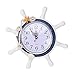 IMIKEYA Mediterranean Wall Clock Steering Wheel Nautical Silent Wall Clock Beach Sea Theme Ticking Clock with Rope Shell Decor for Bedroom Home Wall Decor Random Color