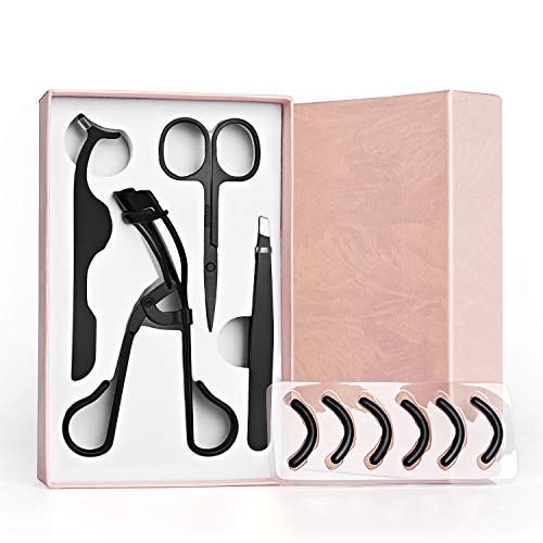 ELDA Eyelash Curler Golden Professional Lash Curler Set With Eyelash Brush & Refill Replacement Pads Lashes Curler No Pinching Eyelashes Curler Fits All Eye Shapes (black-2)