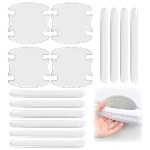 14 Piezas Protector Transparente para Bordes de Puertas de Coche - Anti-Golpes para Puertas, Manijas y Espejos Retrovisores | Compatible con Todos los Modelos de Automóviles