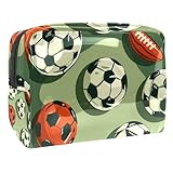 Neceseres De Mujer Patrones De Fútbol Estuche De Maquillaje Neceser De Viaje Organizador De Cosméticos 18.5x7.5x13cm