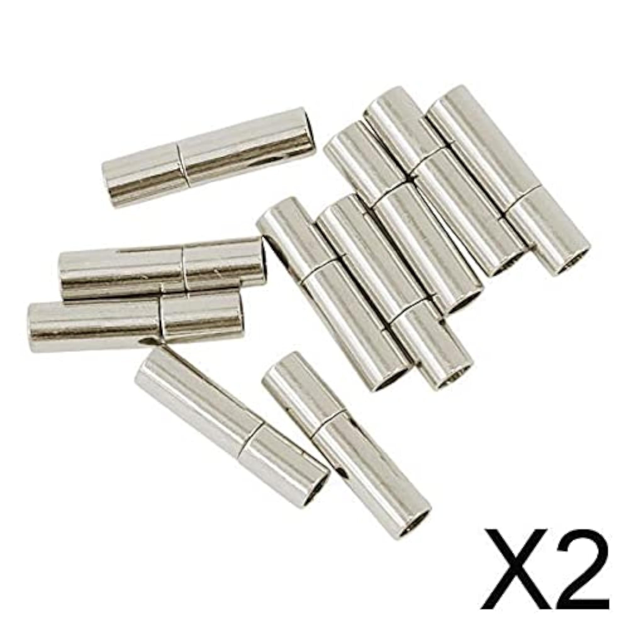Set of Silver Leather Glue in Bayonet Push Tube Clasp