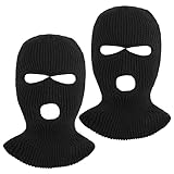 Sibba 2 Stück Sturmhaube Gestrickt Beanie 3 Loch Strick Vollgesichts Skimaske Für Motorrad Fahrrad Winter Outdoor Sport Gesichtsabdeckung Warme Gestrickte Für Herren Damen Einheitsgröße Schwarz