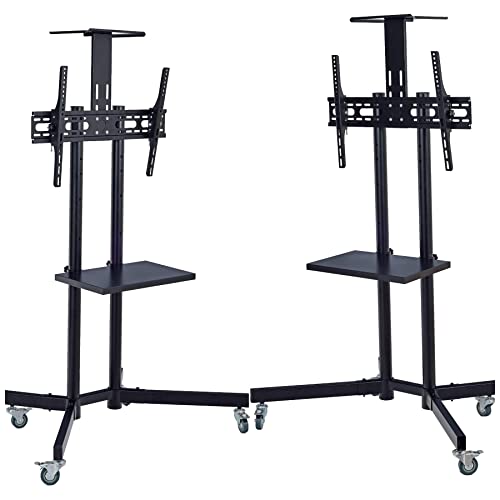 Mobile Tv Stand Rolling Tv Cart For 32-65 Inch Lcd Led 4K Flat Curved Tv-Height Adjustable Rolling Tv Stand Can Support 150 Lbs-Trolley Floor Stand With Tray, Maximum Vesa 600X400Mm. #TOP5