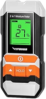 VIVOSUN Moisture Meters, 2-in-1 Pin & Scanning Type Digital Moisture Detector with Backlit LCD Display, Multifunctional Moisture Reader for Softwood, Hardwood, Plaster, and Concrete