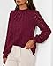KIRUNDO Blouses for Women Dressy Casual Lace Long Sleeve Tops Mock Neck Ruffle Hem Shirts Fall Fashion Clothes(Burgundy, Medium)