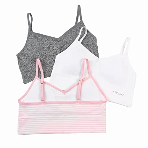 Livona 6 Pack Training Bras For Girls-Sports Bra, Fitness Bra, Padded Everyday Bra Bralette,Crop Cami Tank Top (6-14) #TOP2
