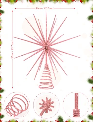 Decoración rosa para árbol de Navidad de alta gama con sofisticadas estrellas explosivas 5