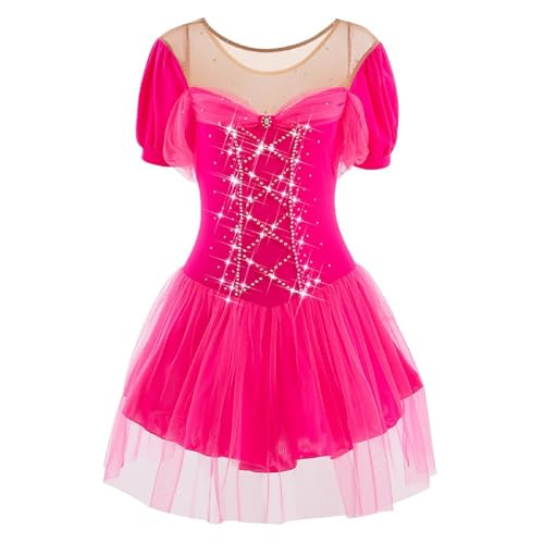 Kmeruoys Figure Skating Dress Women Girls' Ice Skating Performance Competition Skating Wear (Color : Pink, Size : Small)