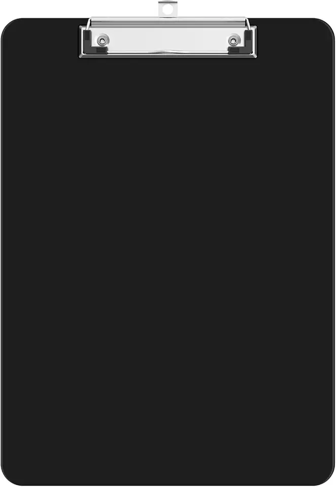 Joyzzz Plastic Clipboards, 9 x 12.5 Inch A4 Size Low Profile Clip Design, Black Plastic Clipboard Board for Students Teachers Classroom Office School Supplies Organization