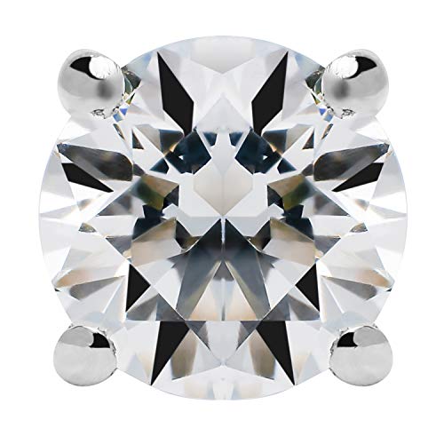 14K Solid White Gold Stud Earrings | Round Cut Cubic Zirconia | Screw Back Posts | 0.5 CTW | With Gift Box