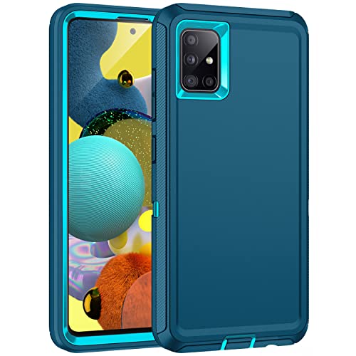 Mieziba for Galaxy A71 5G Case,Shockproof Dropproof Dustproof,3-Layer Full Body Protection Heavy Duty High Impact Hard Cover Case for Galaxy A71 5G [Not fit A71 4G/ UW],Turquoise by Mieziba - Used condition - CA$5.37