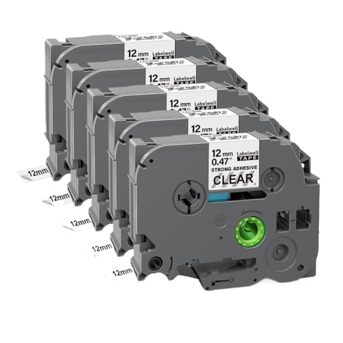 5 10PK TzeS231 12 ~[g^bNANSe[vxv^[f PTH110 Tze S231 S131 S631 SM931 ƌ݊(5PK Black on Clear)