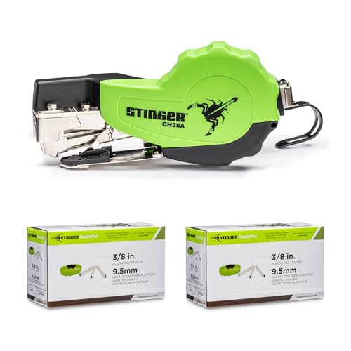 STINGER CH38A Autofeed Cap Staple Hammer Tacker with StaplePac Include. Use for Roofing Underlayment Housewrap and Insulation