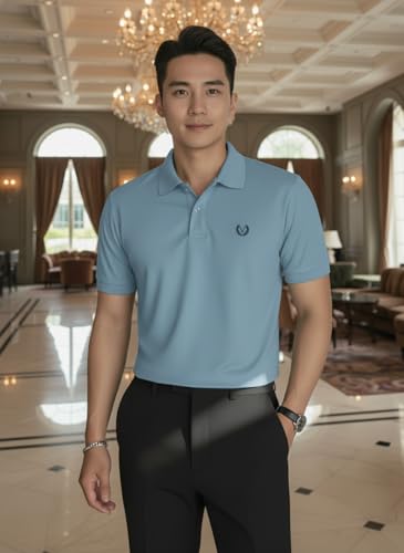 Image of MACK JONNEY Men's Solid Polo T-Shirt | Premium Cotton Blend | Regular Fit | Short Sleeve | Collared Casual Wear|Pack of 2 -MJ-157