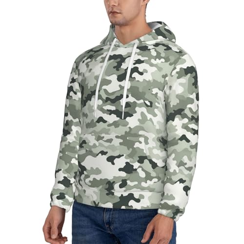 Men's Fleece Pullover Hoodie Long Sleeve Hooded White camouflage Sweatshirt Casual Shirts With Pockets 4X-Large3