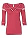 MV Sport-Ladies' Hailey Henley 3/4 Sleeve T-Shirt-W1454-LG-Red