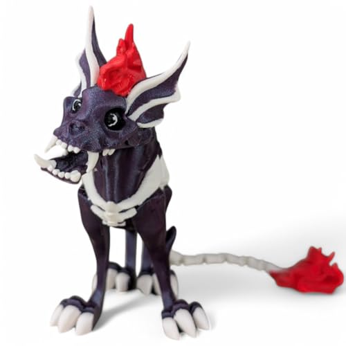 3DCENTRAL.CA Articulated Hellhound Figurine – Movable Desk Toy for Stress Relief, Focus, Anxiety, ADHD – Collectible Mythical Sensory Tool for Teens and Adults – 3D Printed in Canada