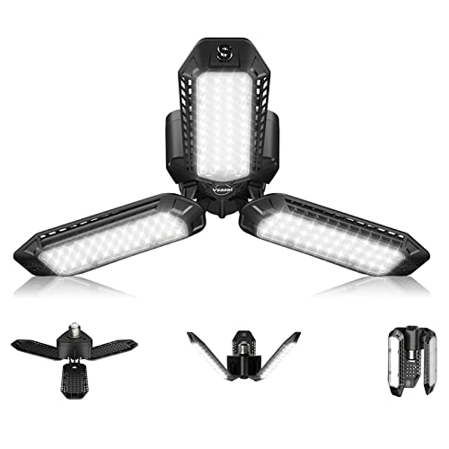 Garage Light - Led Garage Light - 3 Panel Garage Led Light 60W 8000 Lm 6500K Garage Lights Ceiling Led,3 Leaf Deformable Multi-Position Panels Garage Lights E26 E27 Base,For Barn,Workshop,Basement #TOP15