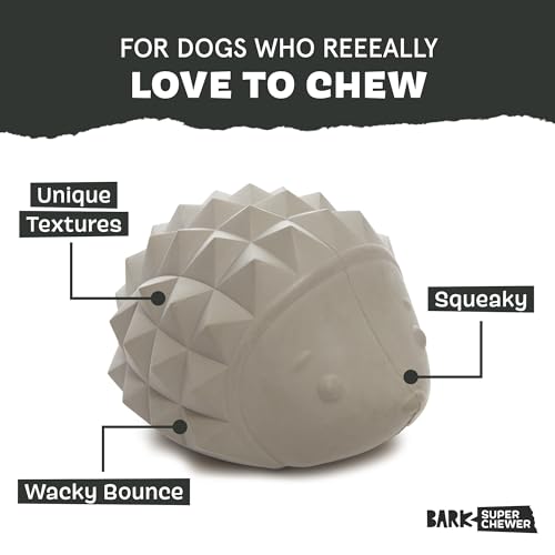 Image of BarkBox Sven The Hedgie Super Chewer Dog Toy - Large | Natural Rubber, Wacky Bounce & Rippled Texture | Durable Dog Toy for Aggressive Chewers, Medium to Dogs