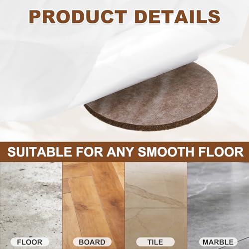 Almohadillas de fieltro para muebles con protectores autoadhesivos de 50 mm 4
