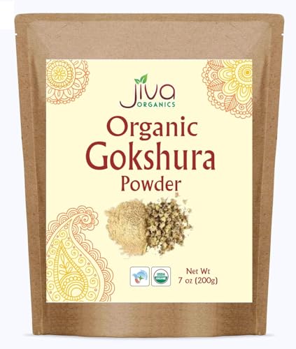 Jiva Organics Gokshura Powder 7 Ounce Bag - Non-GMO, Pure, Full Spectrum Tribulus - Indian Origin