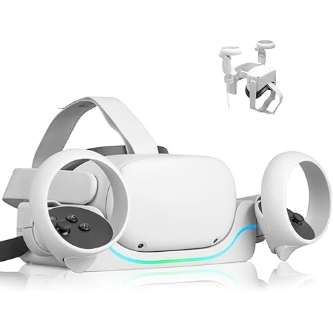 Aukuoy Charging Dock for Quest 2, Fast Charging Stand Station with Display Stand and LED Indicator for Quest 2, Support Wall Mount & Desk Mount Cover