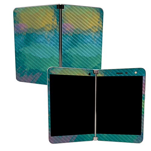 Image of MIGHTY SKINS MightySkins Carbon Fiber Skin for Microsoft Surface Duo - Watercolor Blue | Protective, Durable Textured Carbon Fiber Finish | Easy to Apply | Made in The USA