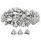 QUARKZMAN 100 Stück Acryl Spike Kegel Nieten, 10x12mm Flachrücken zum Aufnähen oder Aufkleben, Punk Spike Perlen für Kleidung, Schuhe, Taschenverzierung (Silberton)