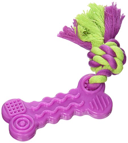 SPOT Ethical Pets Lil Rubber Bone with Rope Puppy and Small Dog Toy