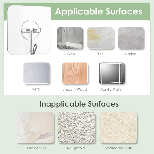 Image of REWOP Adhesive Wall Hooks for Heavy Items Stainless Steel, PVC, ABS Nail Free Seamless Adhesive Non-Trace No Drilling Installation Hanging, Waterproof Screws Wall Hook (Round Hooks, 20)