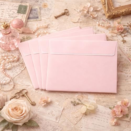 Image of Celebrations Pink Greeting Card Envelopes With Secure Flap, Paper Envelopes for Invitations, Love Letters, Birthday Cards, Thank You Notes, Gift Cards, Envelopes for Letters - Pack of 5