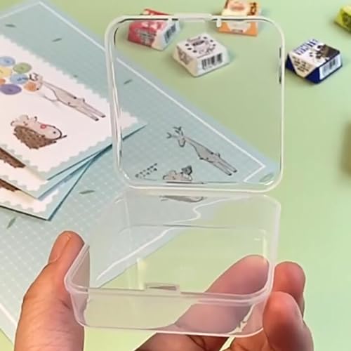 Image of 24Pcs Square Bead Organizers with Lid (2.52 x 2.52 x 0.79 inch), Small Square Plastic Clear Beads Storage Containers Box for Beads, Small Items etc