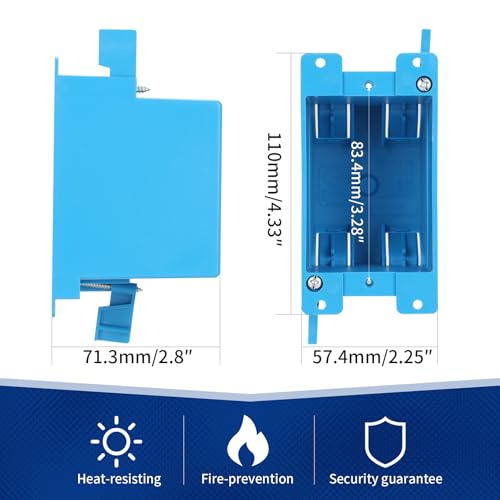 Image of XIUTE(Pack of 6) Single Gang Old Work Box,Old Work Box 1 Gang,Living Hinges,Adjustable Mounting Tabs，60 cu. Inches,ETL,Blue