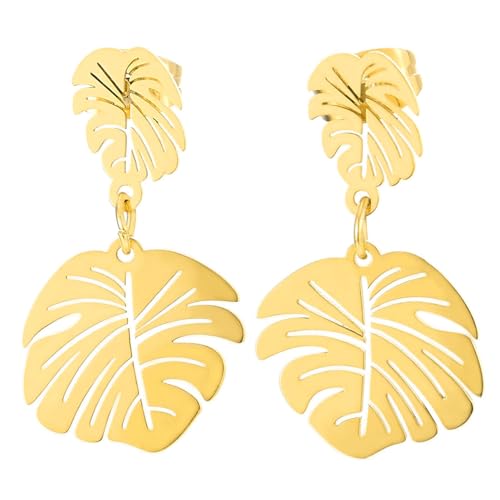 Boucles d'oreilles feuille monstera dorées : le cadeau idéal pour elle inspiré de la nature