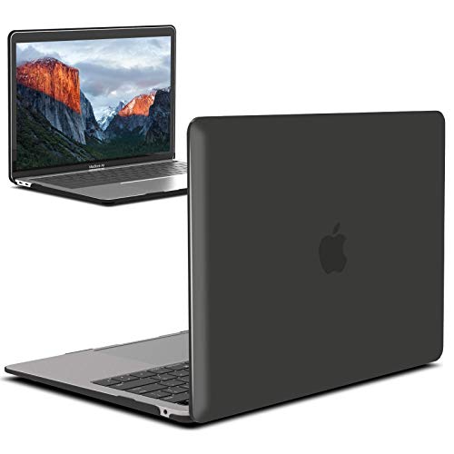 IBENZER Compatible with 2022 2021 2020 MacBook Air 13 inch case M1 A2337 A2179 A1932, Plastic Hard Shell Case for Mac Air 13 Retina Display with Touch ID, Black, MMA-T13BK A
