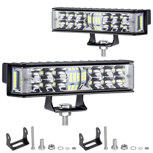Fxlpower 2PCS Foco LED de Marcha Atrás 102W con Reflector Lateral 9 80V, IP65 Foco LED para Vehículos Industriales, Maquinaria Agrícola, Todoterrenos, Camiones, Tractores, 4x4, ATV