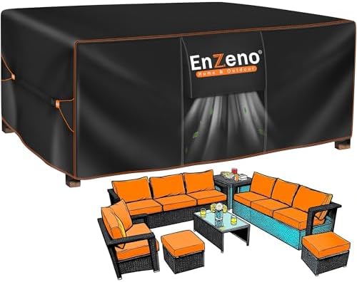 Enzeno Abdeckung Gartenmöbel Winterfest,Abdeckplane für Gartentisch Lounge | Wasserdicht 420D Oxford Abdeckhaube & hüllen für Terrassenmöbel Möbelset Schutzhülle für Sitzgruppe Gar