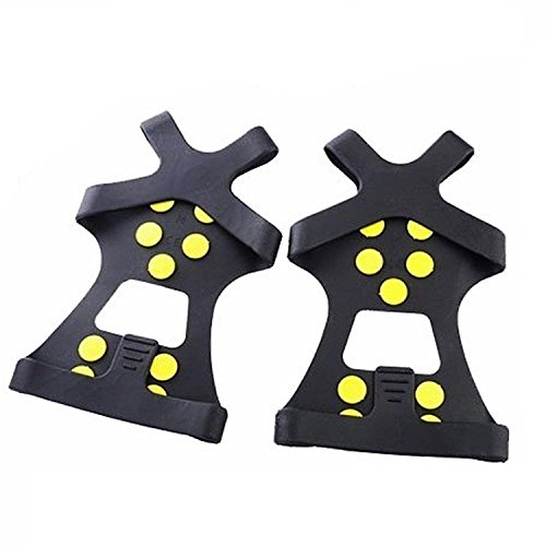 GDRAVEN 1 par 10-Stud Hielo tracción Universal Hielo Tacos Antideslizante crampones, para de Nieve y esquí Zapatos Botas, Color Negro, tamaño L