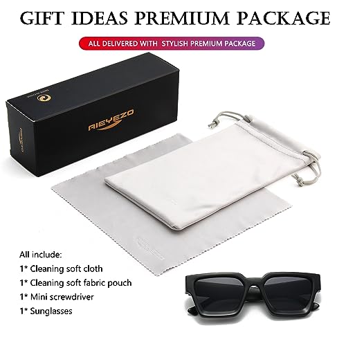 Image of AIEYEZO Square Sunglasses for Women Men Square Thick Frame Sun Glasses Simple Designer Style Shades