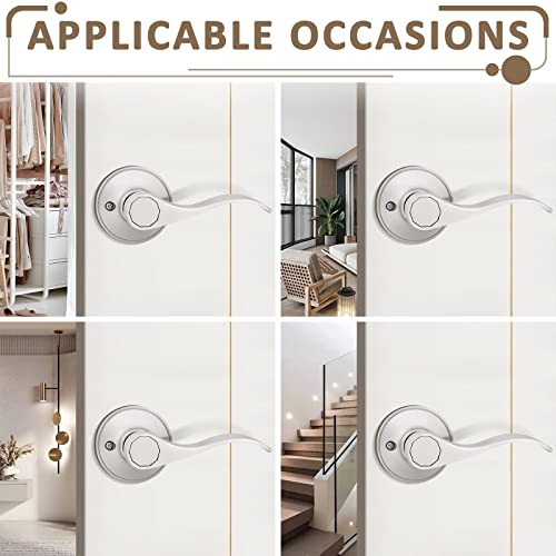 Probrico(2 Pack Dummy Door Lever, Wave Door Handle Lever Right Hand - Dummy For Laundry Room, Hallway, Closet,Single Side Lever,Non-Turning Pull Satin Nickel,Easy Installation Pull Only Lever Set #TOP5