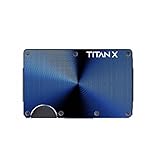 TITAN X Cartera Pro-Edition - Tarjetero Minimalista - Elegante - Seguro Bloqueo RFID - Cartera Moderna - Calidad - Ligera - Cómoda - Compacta - (Fibra de Carbono o Aluminio Gris) (Titanio, Azul)