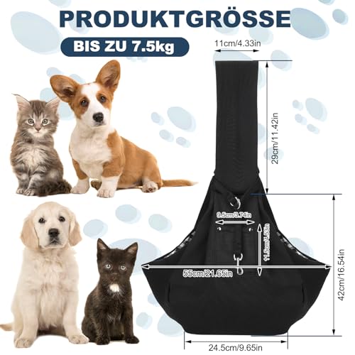 Partideal Hundetragetasche,Tragetasche Hund bis 7.5 kg,Hunde Tragetasche für Hunde und andere Haustiere Spaziergänge Aktivitäten(Schwarz)