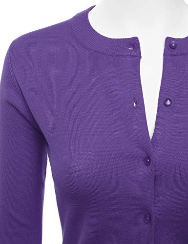 Image of LALABEE Women's Crew Neck Gem Button Long Sleeve Soft Knit Cardigan Sweater