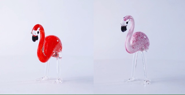 Figurines Flamants Roses En Verre Soufflé - Lot De 2 - Artisanat Main - Décoration Élégante